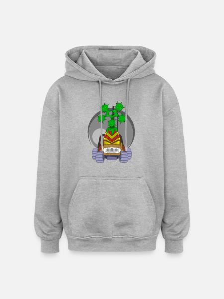 monster plant - Sweat à capuche oversize unisexe - gris chiné