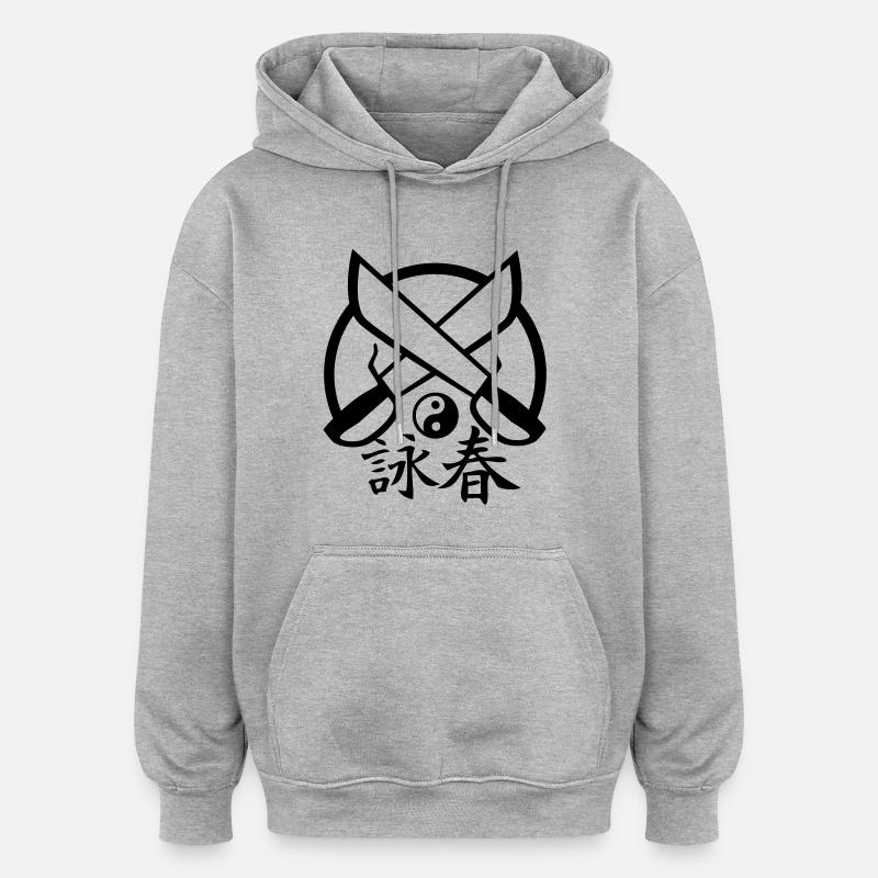 Wing Chun Ying Yang - Oversized Unisex Hoodie - Grau meliert