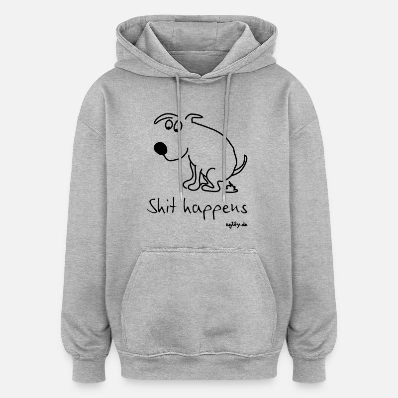 Shit happens - Oversized Unisex Hoodie - Grau meliert