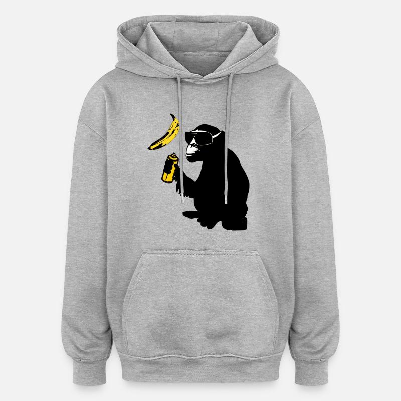 singe pulvérisé banane - Sweat à capuche oversize unisexe - gris chiné