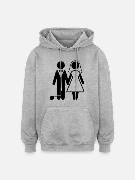 marié - Sweat à capuche oversize unisexe - gris chiné