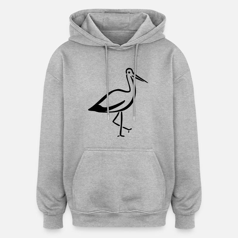 Cigogne - Sweat à capuche oversize unisexe - gris chiné