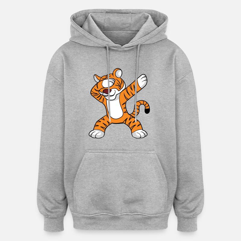 Dabbing Tiger Dancing - Sweat à capuche oversize unisexe - gris chiné