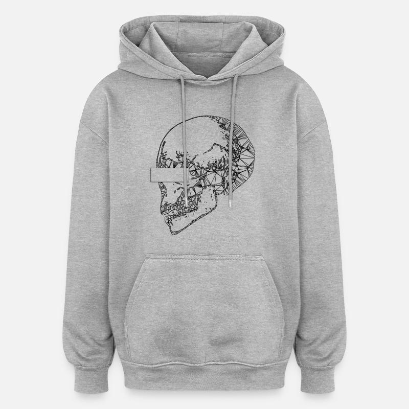 Totenkopf Totenschaedel - Oversized Unisex Hoodie - Grau meliert