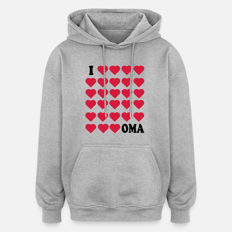 J’aime grand-mère - Sweat à capuche oversize unisexe - gris chiné