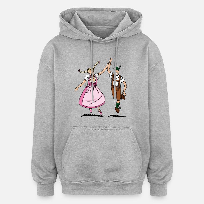 Paire dans Dirndl et culotte - Sweat à capuche oversize unisexe - gris chiné