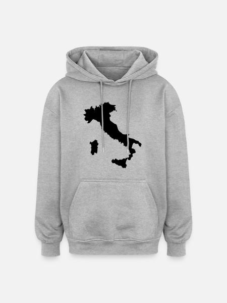 Italy Map Map - Oversized Unisex Hoodie - heather grey