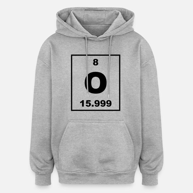 Element 008 - O (oxygen) - Small - Sweat à capuche oversize unisexe - gris chiné