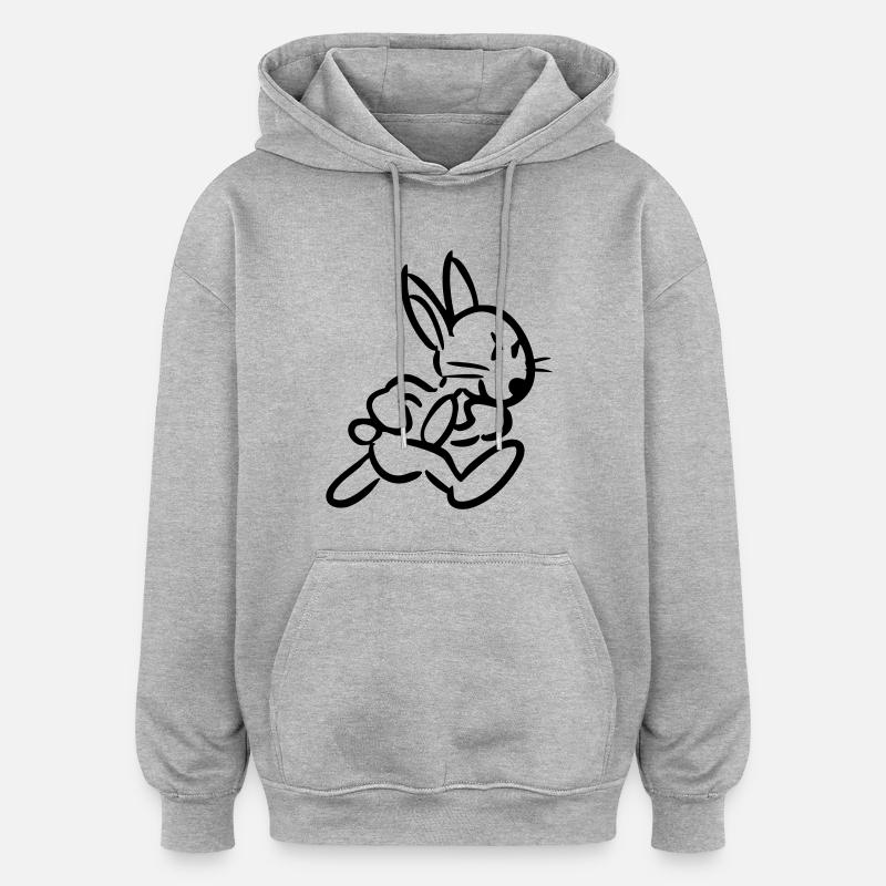 Laufender Hase - Oversized Unisex Hoodie - Grau meliert
