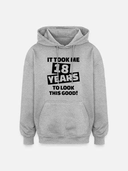 18 Years Anniversaire - Sweat à capuche oversize unisexe - gris chiné