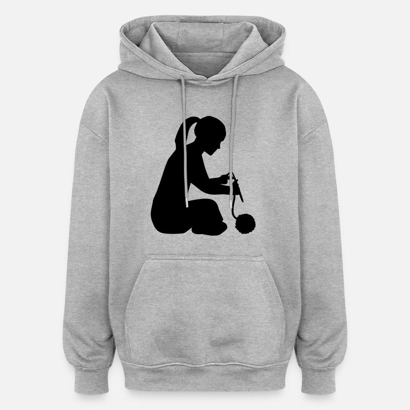 Tricoter - Sweat à capuche oversize unisexe - gris chiné
