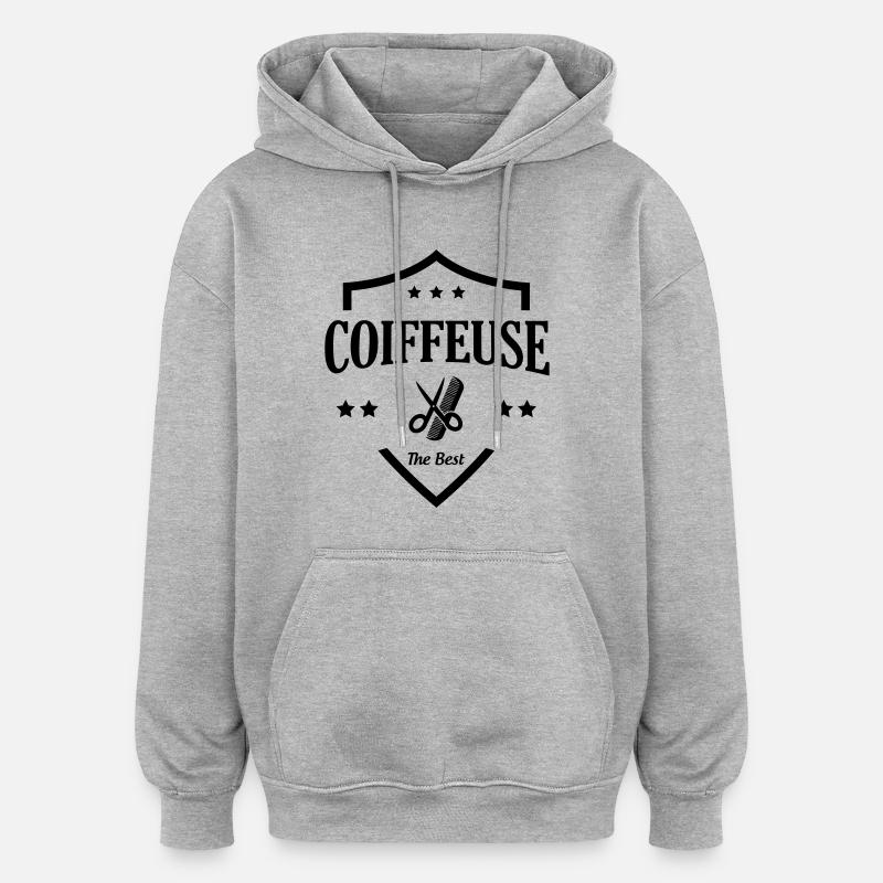 Coiffure / Coiffeur / Coiffeuse / Mode / Cheveux - Sweat à capuche oversize unisexe - gris chiné