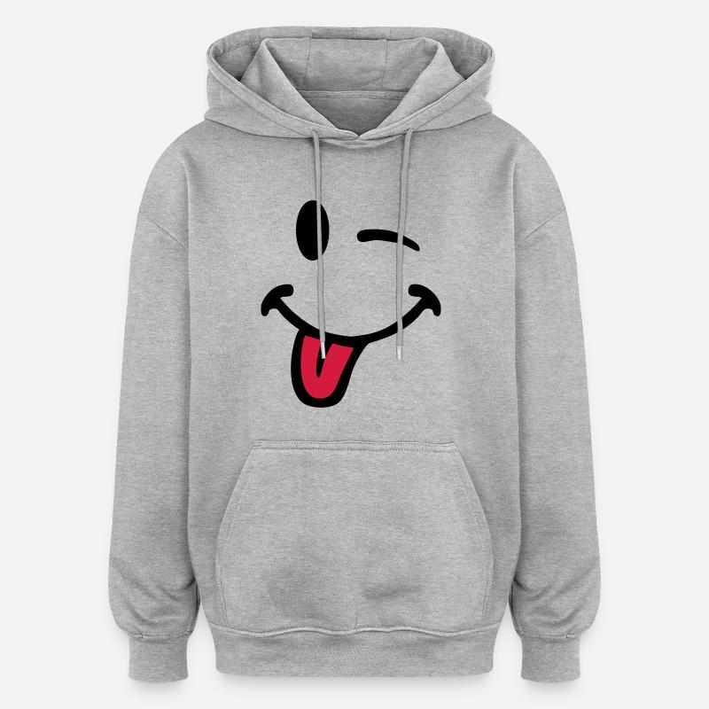 Smiley-Sprache zieht 7012 - Oversized Unisex Hoodie - Grau meliert