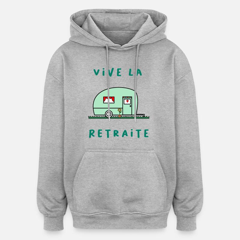 RETRAITE. BONNE RETRAITE. JOYEUSE RETRAITE - Sweat à capuche oversize unisexe - gris chiné
