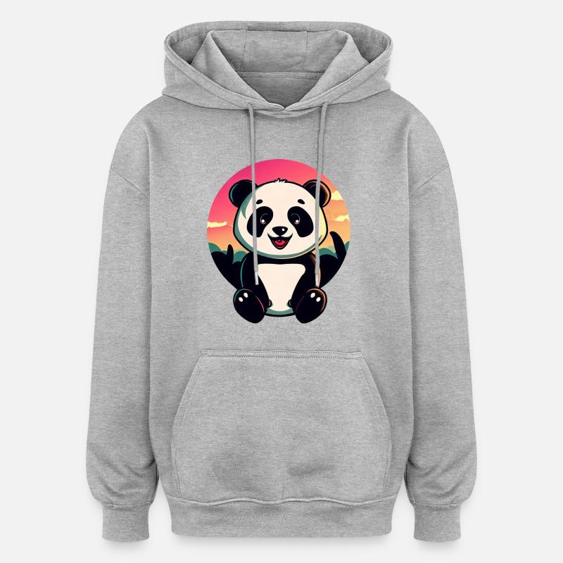 Mignon Panda Sunset Design - Sweat à capuche oversize unisexe - gris chiné