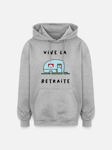 RETRAITE. RETRAITE. RETRAITEE. RETRAITE - Sweat à capuche oversize unisexe - gris chiné