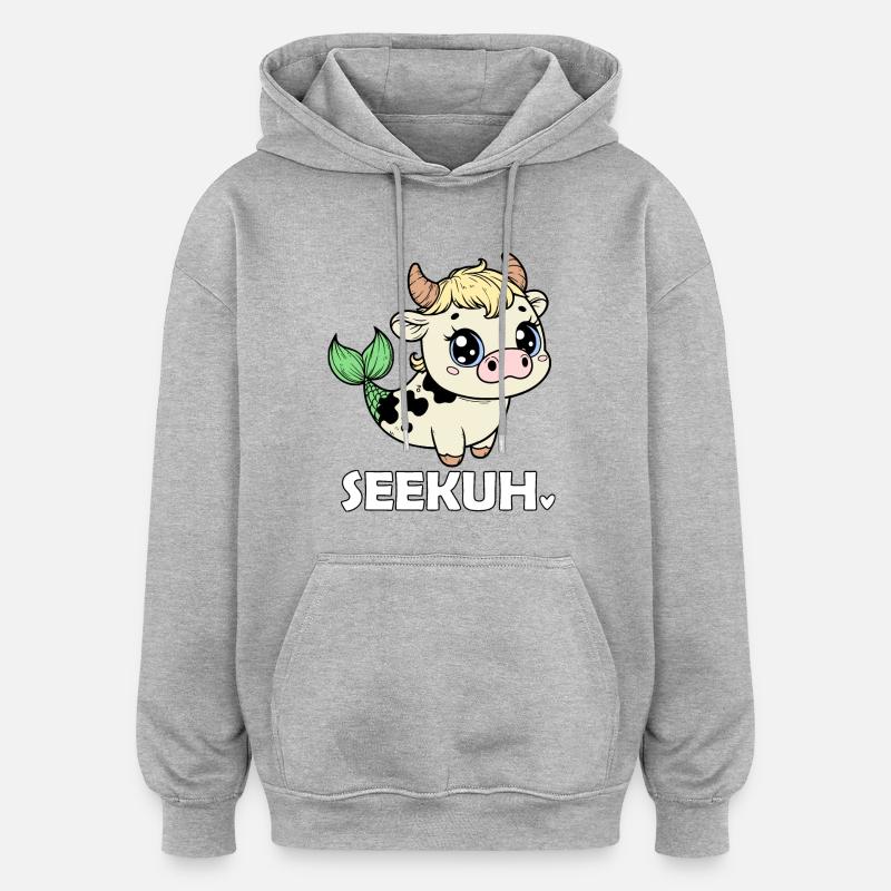 Lamantin drôle - Sweat à capuche oversize unisexe - gris chiné