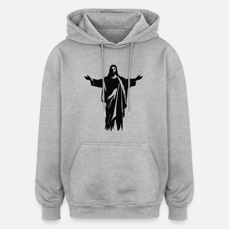 Jesus - Oversized luvtröja unisex - gråmelerad