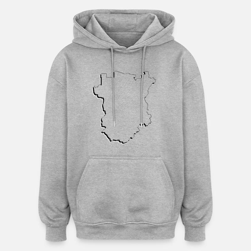 (RU) Carte de la Tchétchénie comme plan - Sweat à capuche oversize unisexe - gris chiné