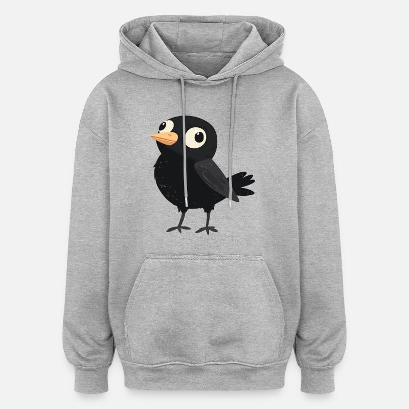 petit oiseau stupide - Sweat à capuche oversize unisexe - gris chiné