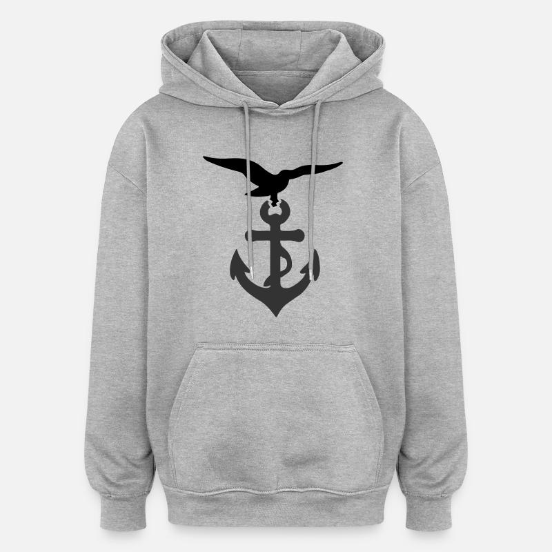 Anker Möwe - Oversized Unisex Hoodie - Grau meliert