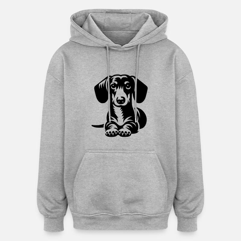 Teckel - Sweat à capuche oversize unisexe - gris chiné