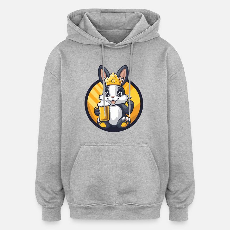 Hase Bier - Oversized Unisex Hoodie - Grau meliert