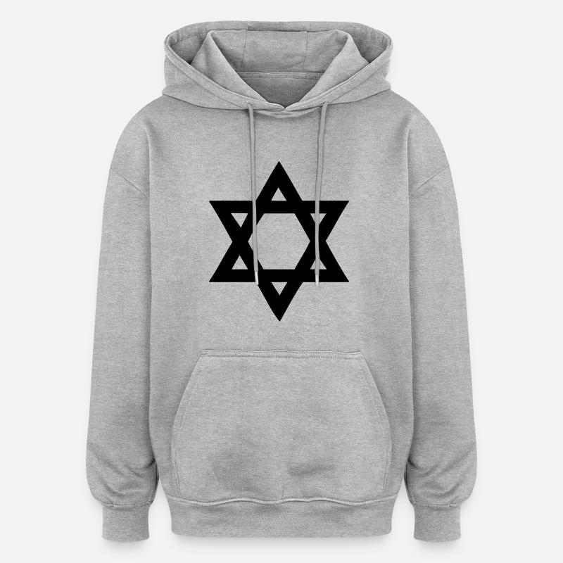 Davidstern - Sweat à capuche oversize unisexe - gris chiné