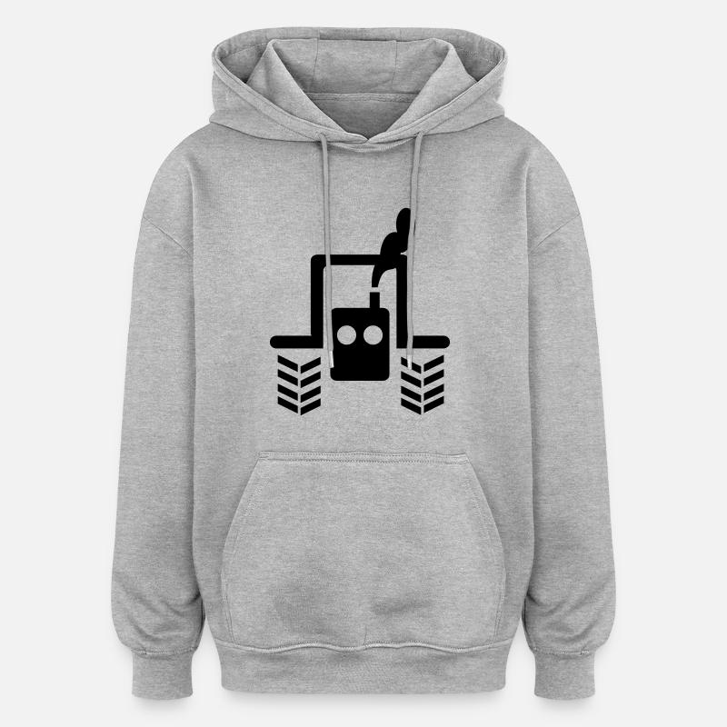 tracteur - Sweat à capuche oversize unisexe - gris chiné