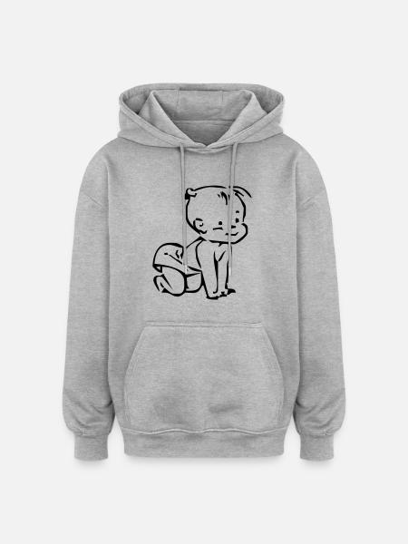 Baby - Oversized Unisex Hoodie - Grau meliert