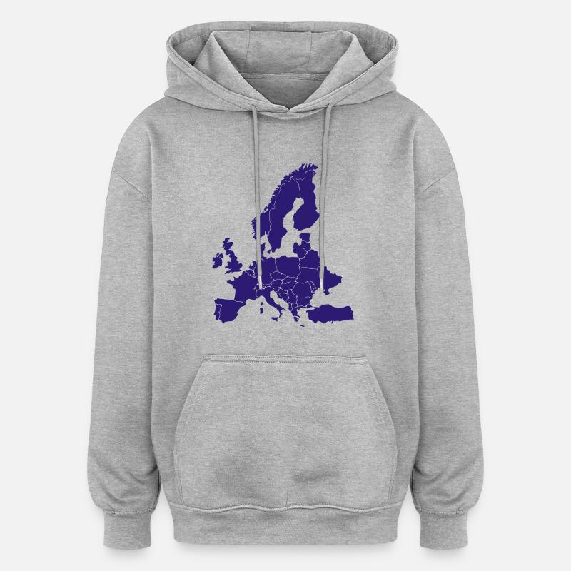 Europe - Sweat à capuche oversize unisexe - gris chiné