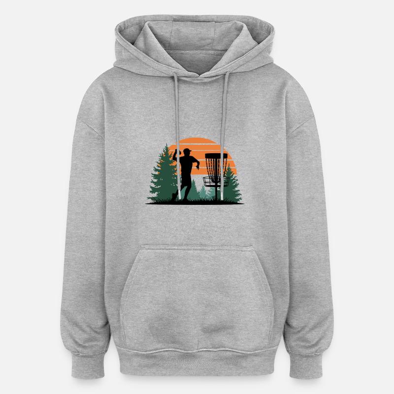 Disc Golf - Sweat à capuche oversize unisexe - gris chiné