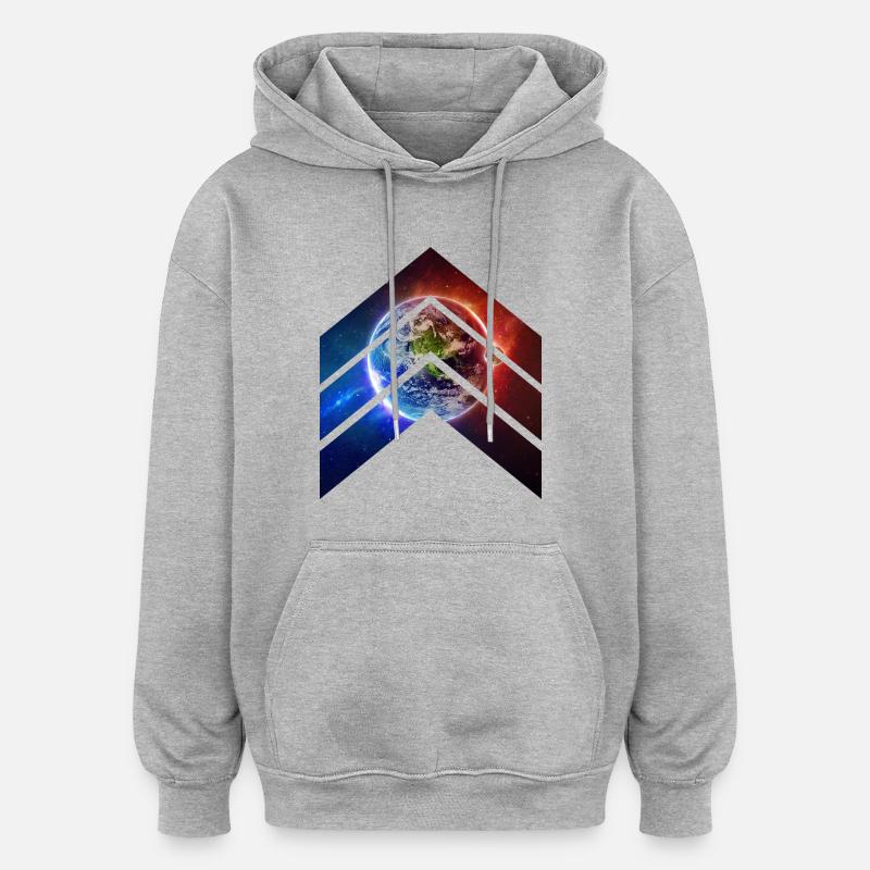 terre Galaxy - Sweat à capuche oversize unisexe - gris chiné