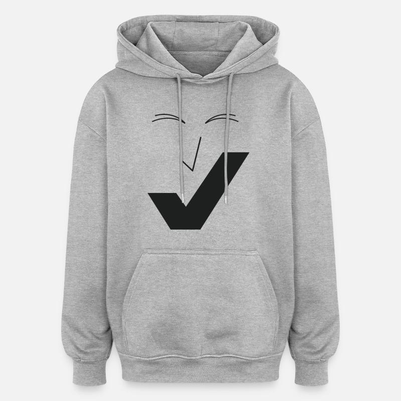 Beau sourire - Beau visage C01. - Sweat à capuche oversize unisexe - gris chiné