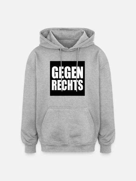 Gegen rechts - Oversized Unisex Hoodie - Grau meliert
