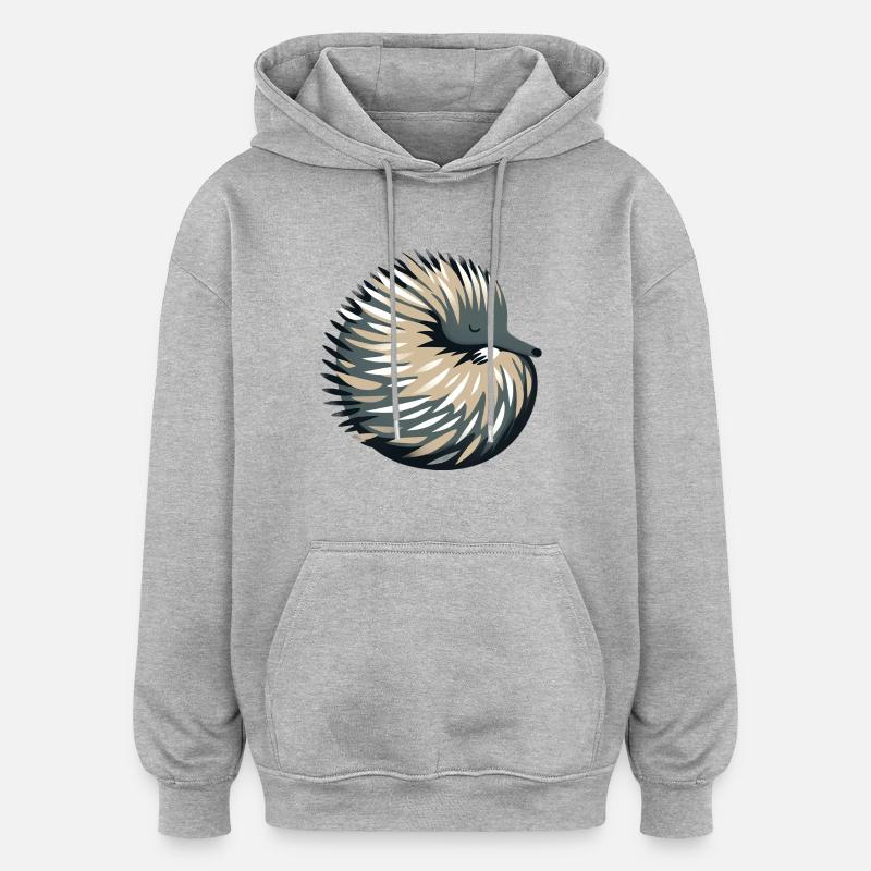 Échidné - Sweat à capuche oversize unisexe - gris chiné