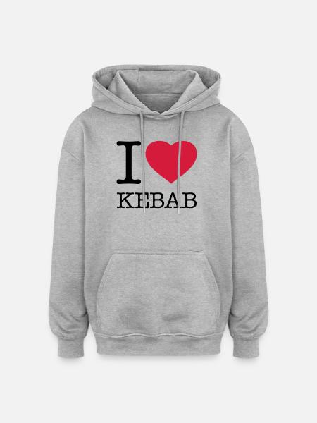 I LOVE KEBAB - Oversized Unisex Hoodie - heather grey