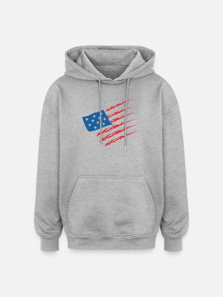 USA Usa Amerika Flag - Oversize unisex hoodie - grå meleret