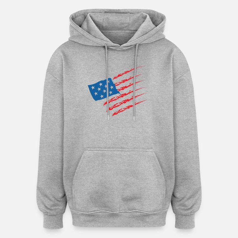 États-Unis États-Unis États-Unis États-Unis Amérique Drapeau - Sweat à capuche oversize unisexe - gris chiné