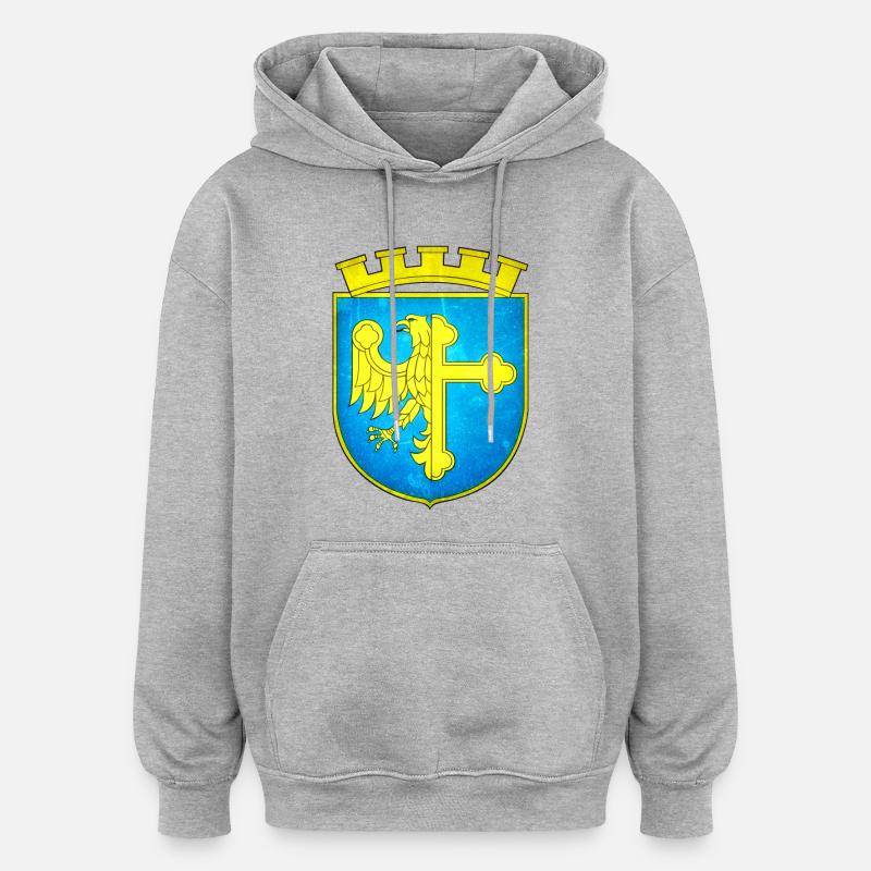 Opole - Pologne - Sweat à capuche oversize unisexe - gris chiné