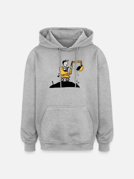 pelleteuse - Sweat à capuche oversize unisexe - gris chiné