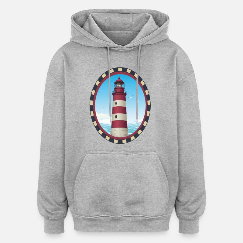 Leuchtturm Geschenk- Leuchtturm - Oversized Unisex Hoodie - Grau meliert