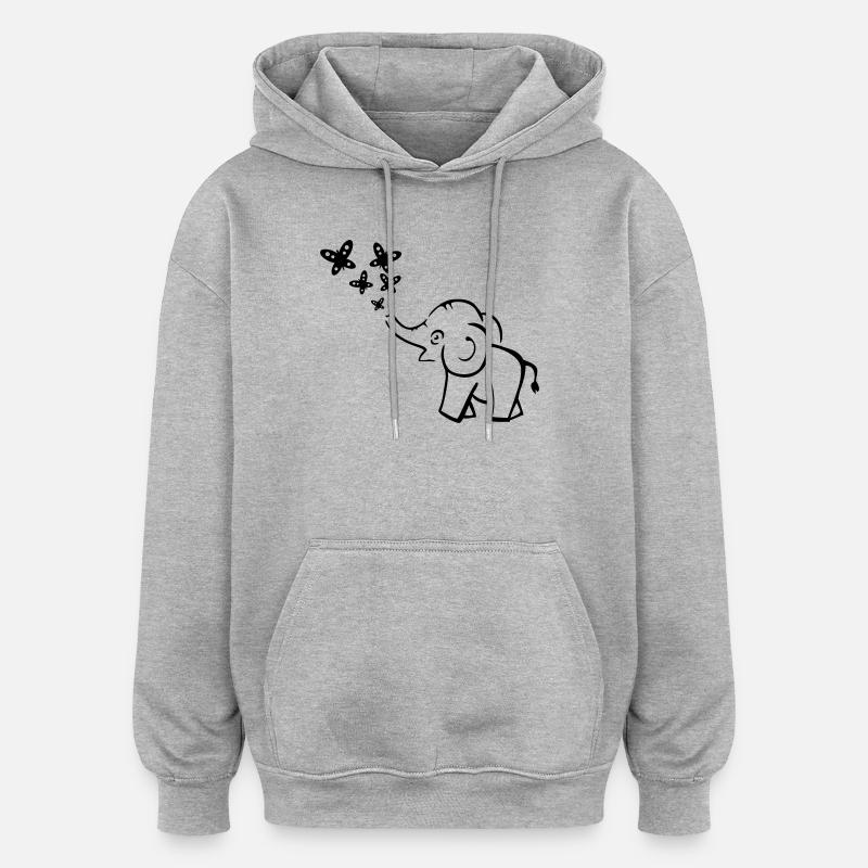 elephant - Sweat à capuche oversize unisexe - gris chiné