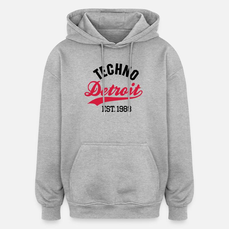 Techno Detroit est.1988 - Sweat à capuche oversize unisexe - gris chiné