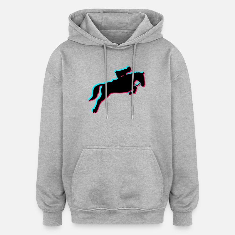 équitation - Sweat à capuche oversize unisexe - gris chiné