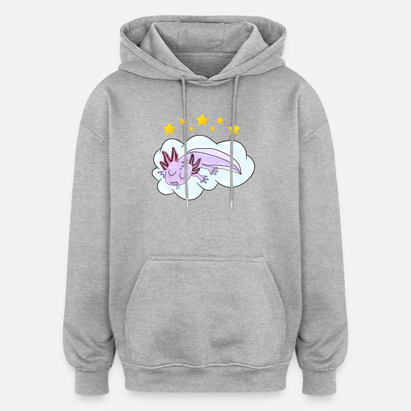 Schlafendes Oxolotl - Oversized Unisex Hoodie - Grau meliert