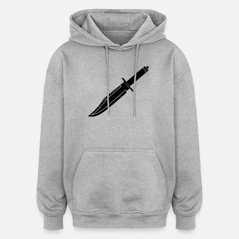 Rambo Messer lang - Oversized Unisex Hoodie - Grau meliert