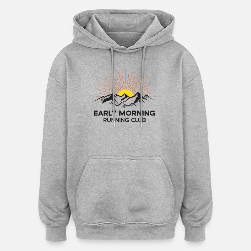 Club de course tôt le matin - Sweat à capuche oversize unisexe - gris chiné