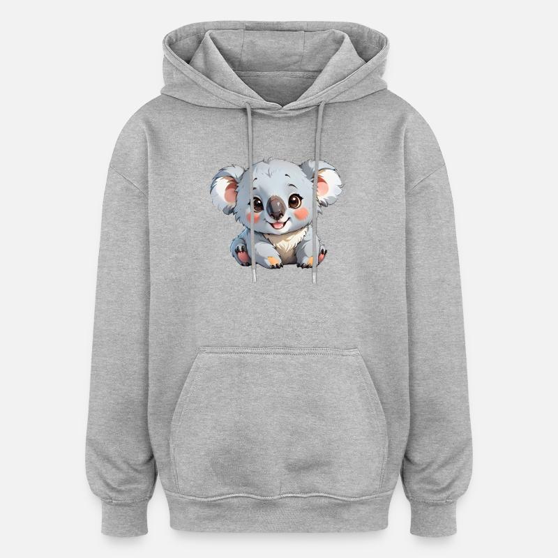 Koala de dessin animé mignon - Sweat à capuche oversize unisexe - gris chiné
