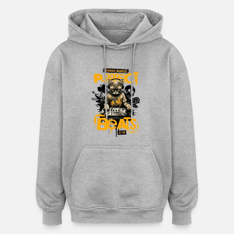 KatzenDJ Beats Graffiti - Oversized Unisex Hoodie - Grau meliert